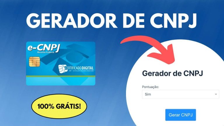 Gerador de CNPJ Válido para Teste Online e Gratuito.