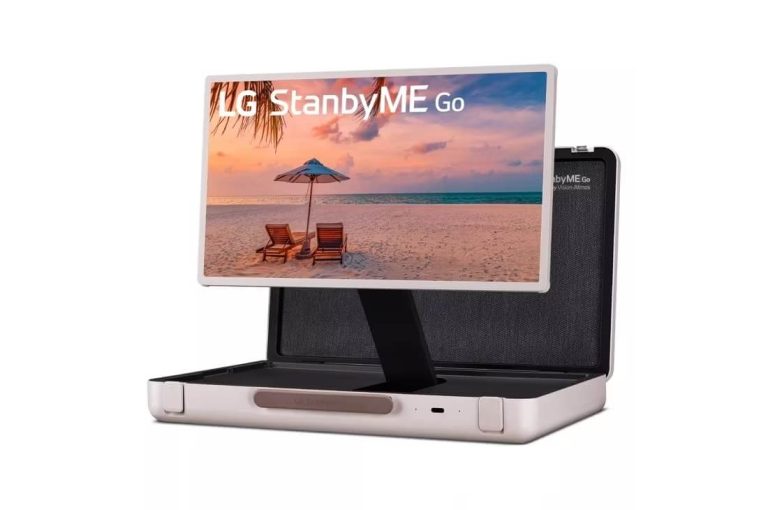 tv portatil dentro da maleta LG StanbyME Go.