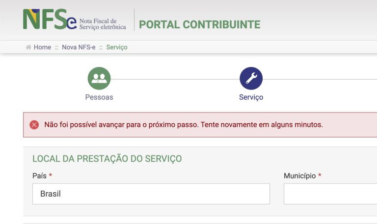 erro na emissao nfe portal mei.
