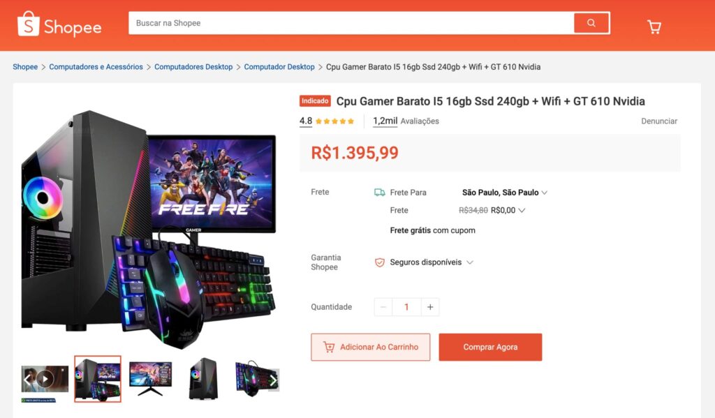 O PC Gamer Mais Vendido da Shopee: Vale a Pena?