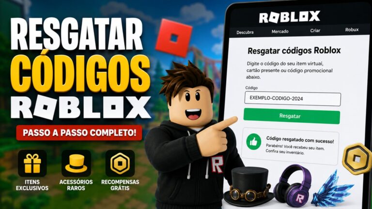 Jogador aprendendo como resgatar códigos Roblox para obter itens exclusivos.