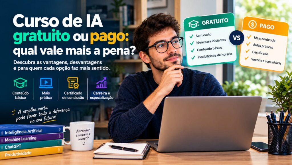 Curso de ia gratuito ou pago qual vale a pena fazer?